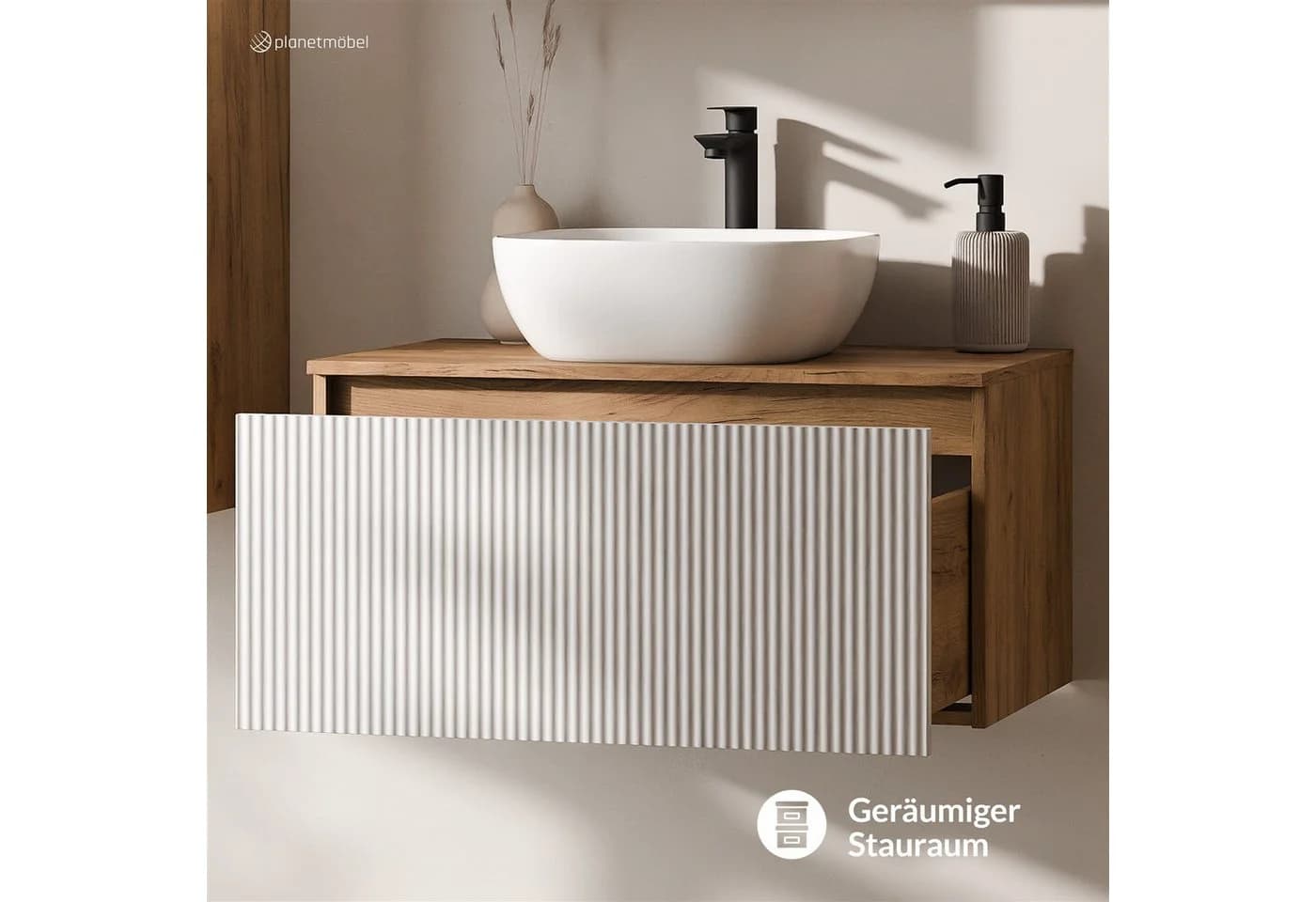 Planetmöbel Waschtisch-Set Arisa 80 cm mit Soft-Close Schublade - Bild 3