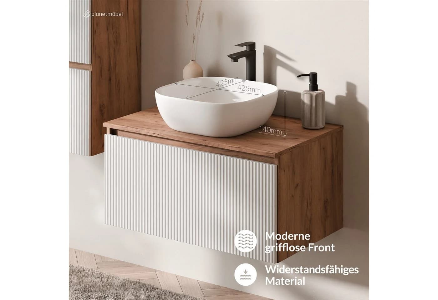 Planetmöbel Waschtisch-Set Arisa 80 cm mit Soft-Close Schublade - Bild 5