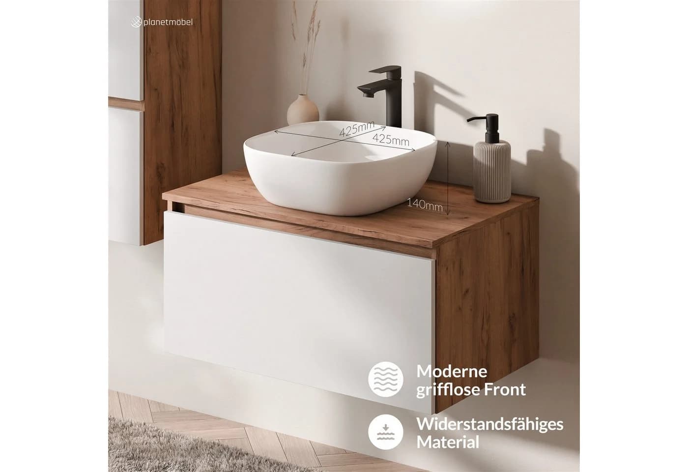 Planetmöbel Waschtisch-Set Arisa 80 cm mit Soft-Close Schublade - Bild 5