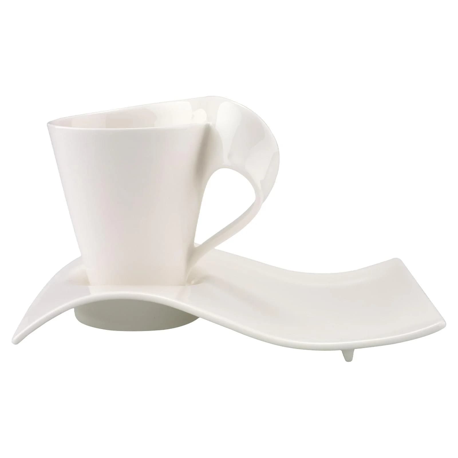 Villeroy & Boch Kaffeebecher mit Unterteller NewWave Caffè 300 ml Weiß