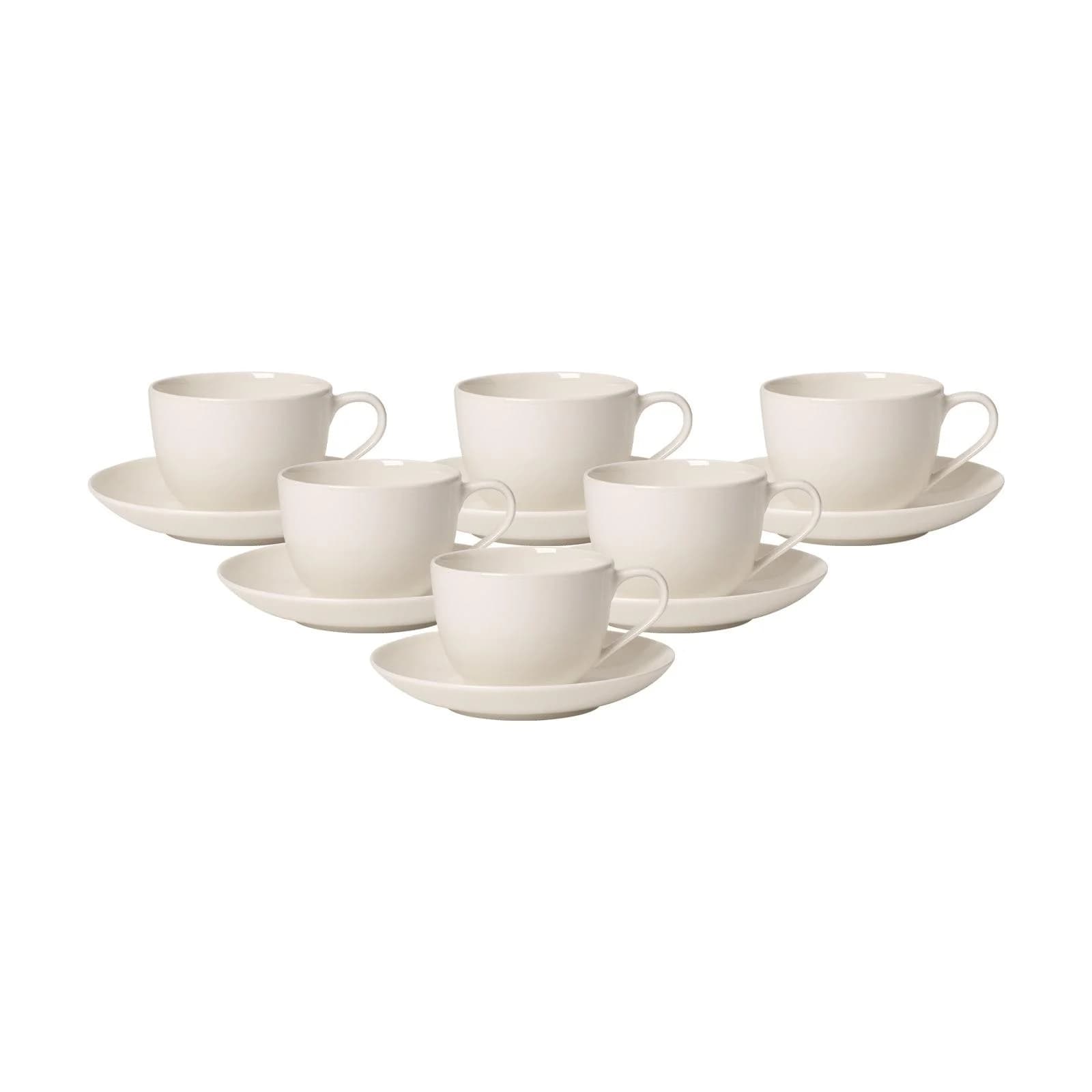 Villeroy & Boch Kaffeetassen mit Untertassen For Me 160 ml 6er Set Weiß