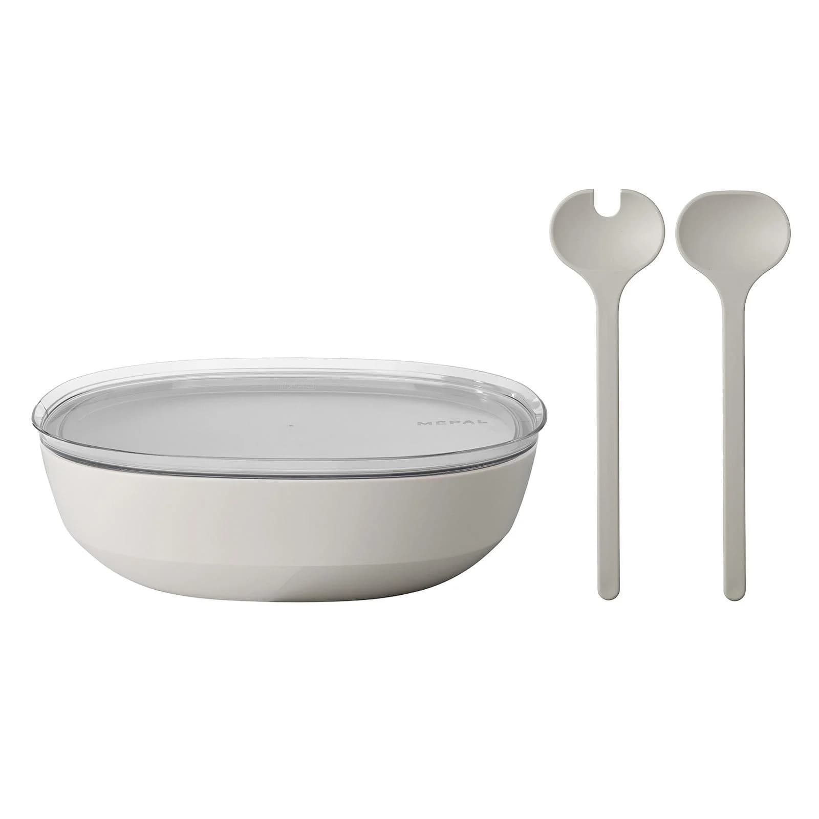 Mepal Silueta Servierschale mit Deckel & Salatbesteck 4L Weiß
