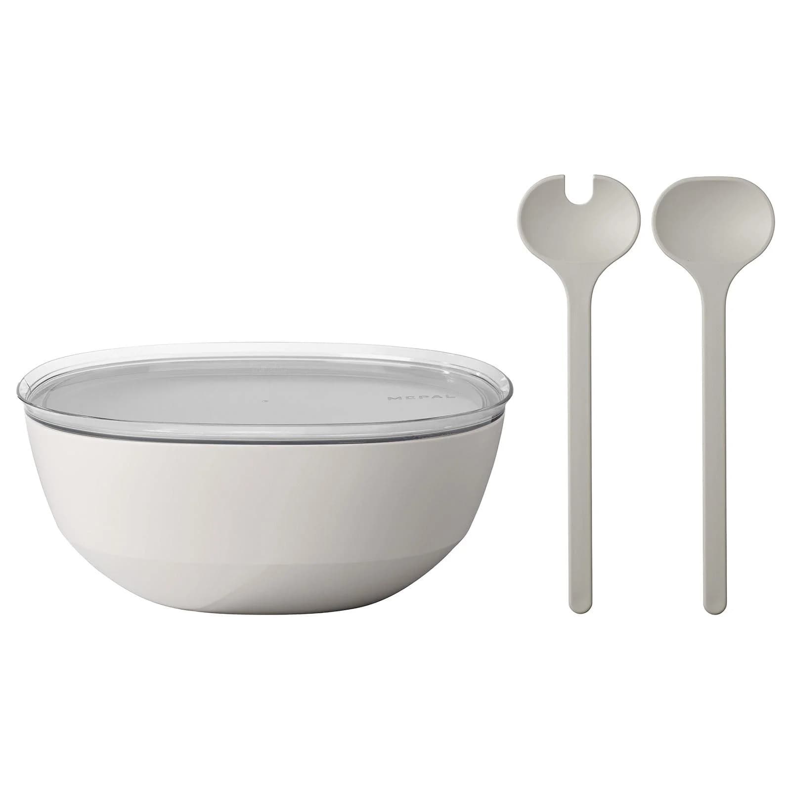 Mepal Silueta Servierschale mit Deckel & Salatbesteck 5000 ml Weiß