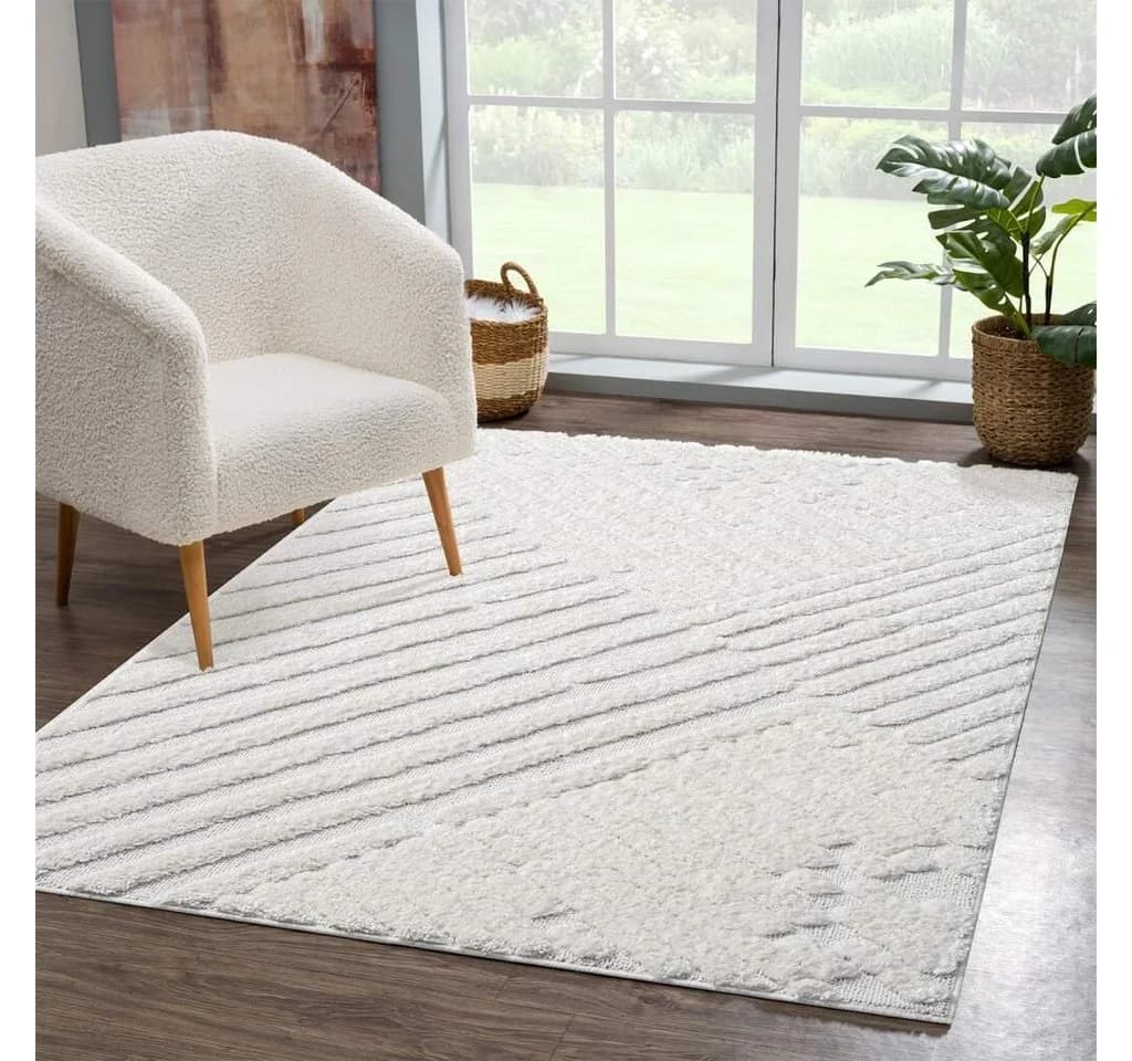 Carpet City Hochflor-Teppich FOCUS749 Beige Hoch-Tief-Muster - Bild 2