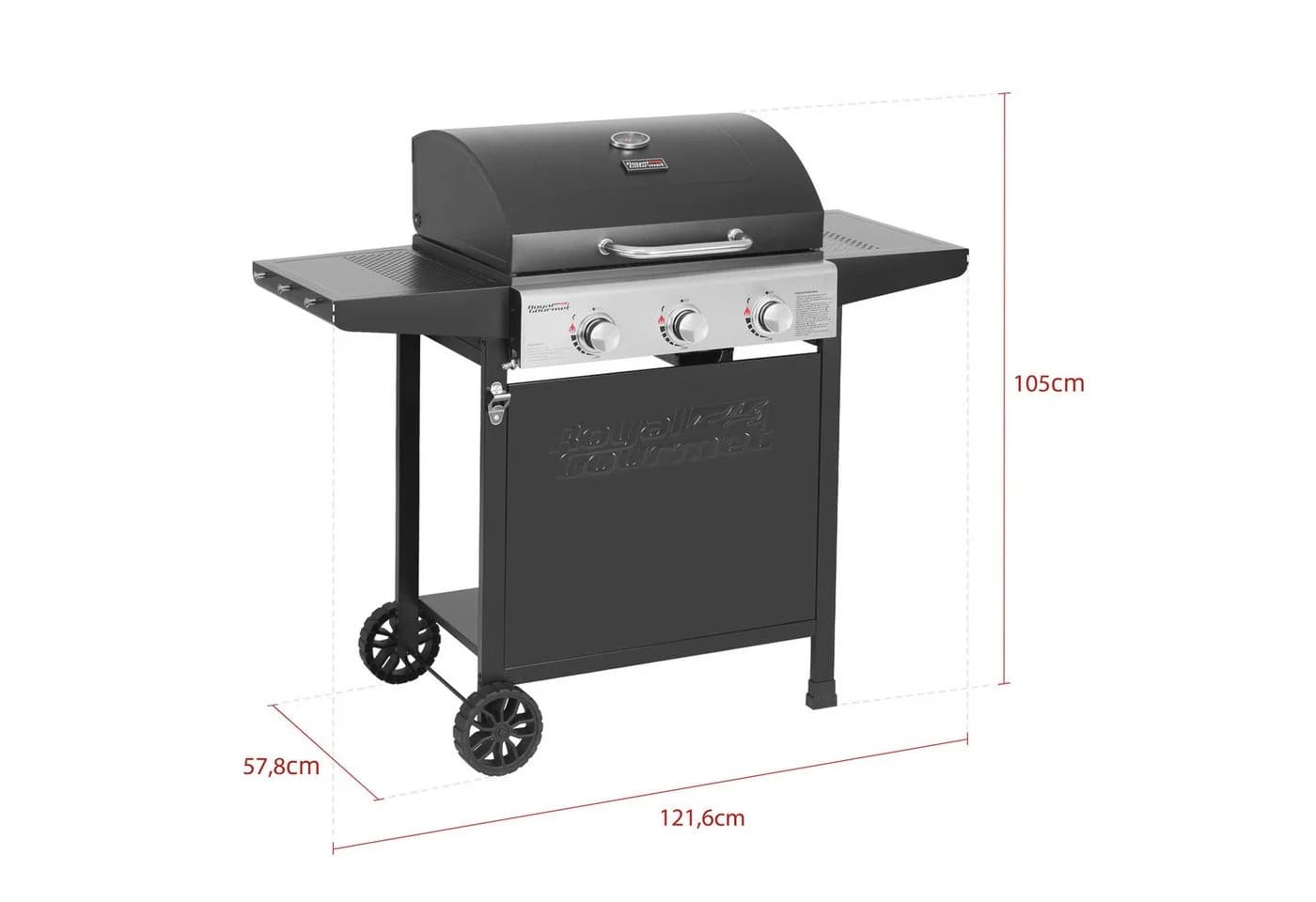 Royal Gourmet Gasgrill 3 Brenner 9 kW Schwarz Silber