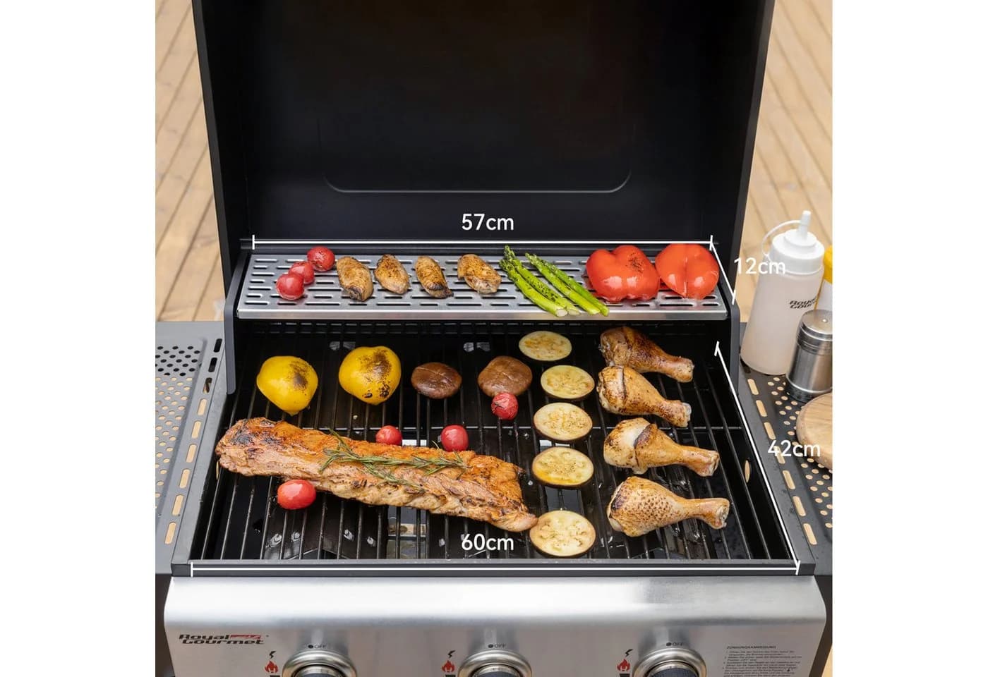 Royal Gourmet Gasgrill 3 Brenner 9 kW Schwarz Silber - Bild 3