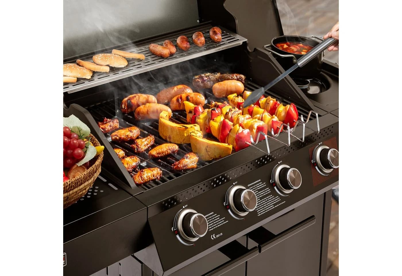 Royal Gourmet Gasgrill 4+1 Brenner 15,5 kW Outdoor Grillwagen mit Sichtfenster - Bild 5