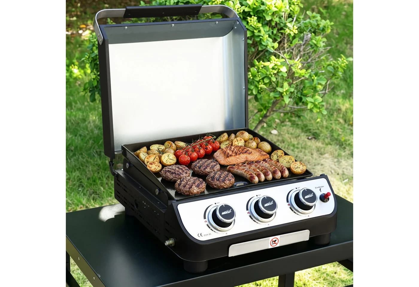 Royal Gourmet Gasgrill 3 Brenner 7,5 kW Kompakt mit Deckel - Bild 4