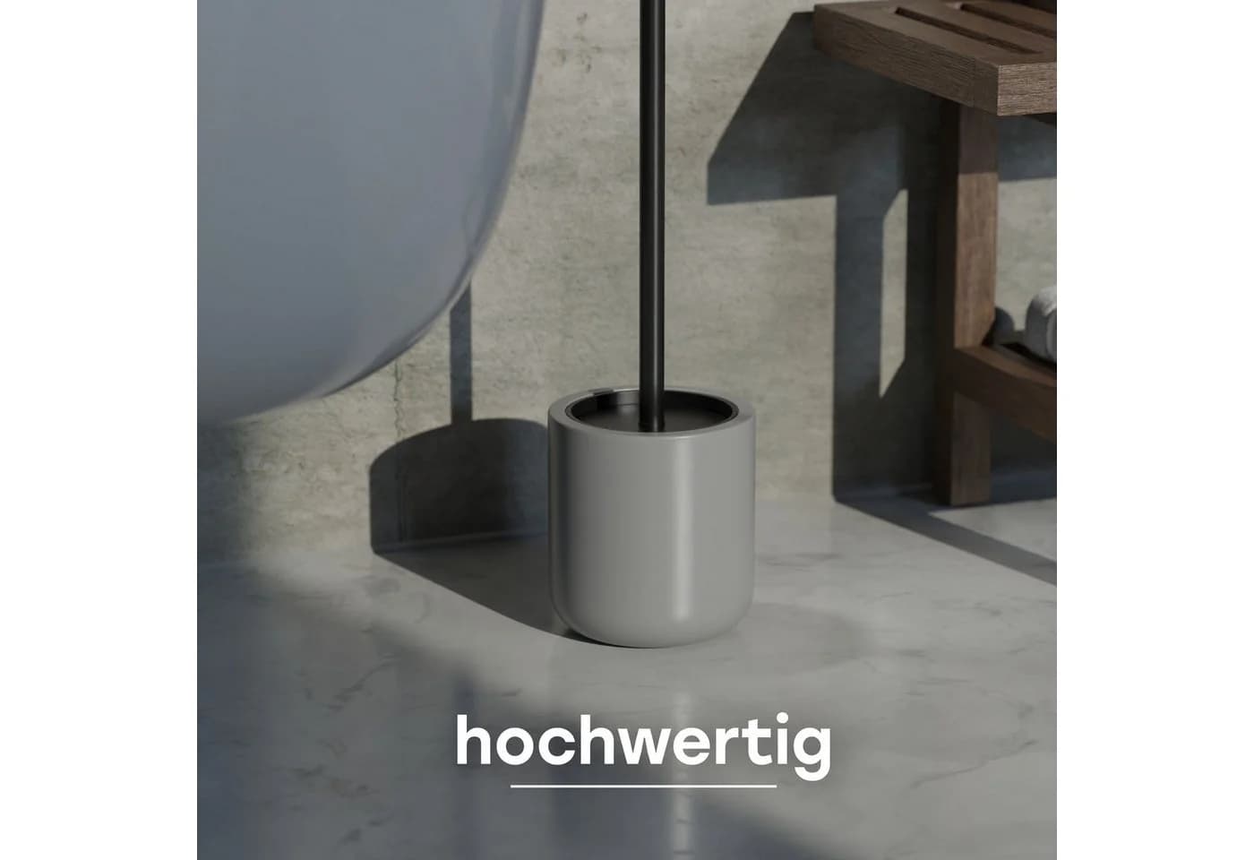 SAVEGA WC-Reinigungsbürste mit Halter Silikon Edelstahl Grau