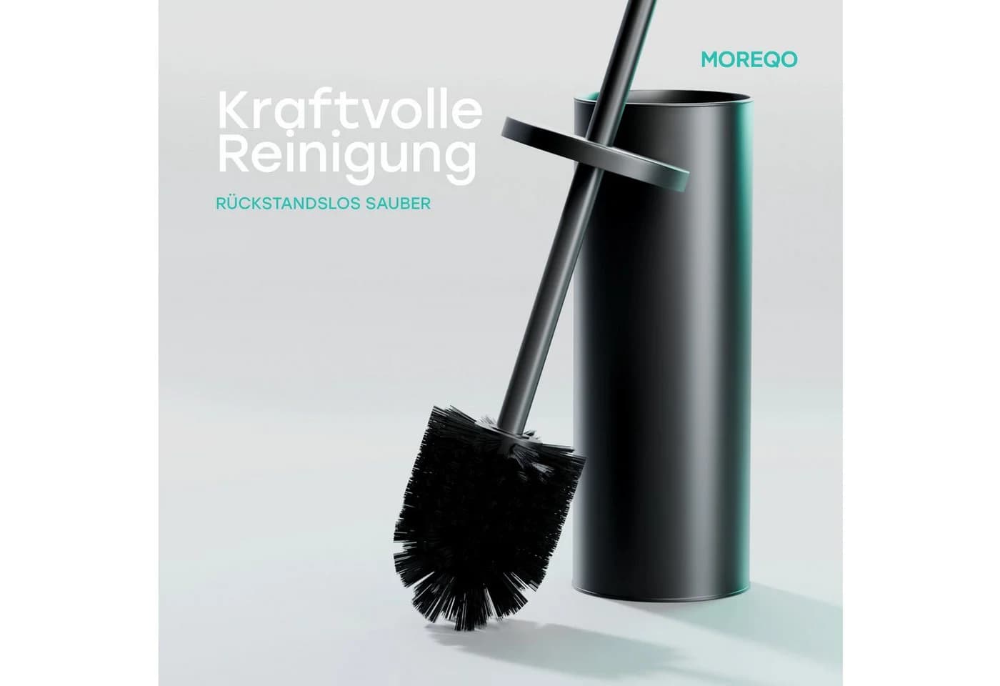 SAVEGA WC-Reinigungsbürste MOREQO Schwarz Silikon Edelstahl 2-tlg - Bild 3