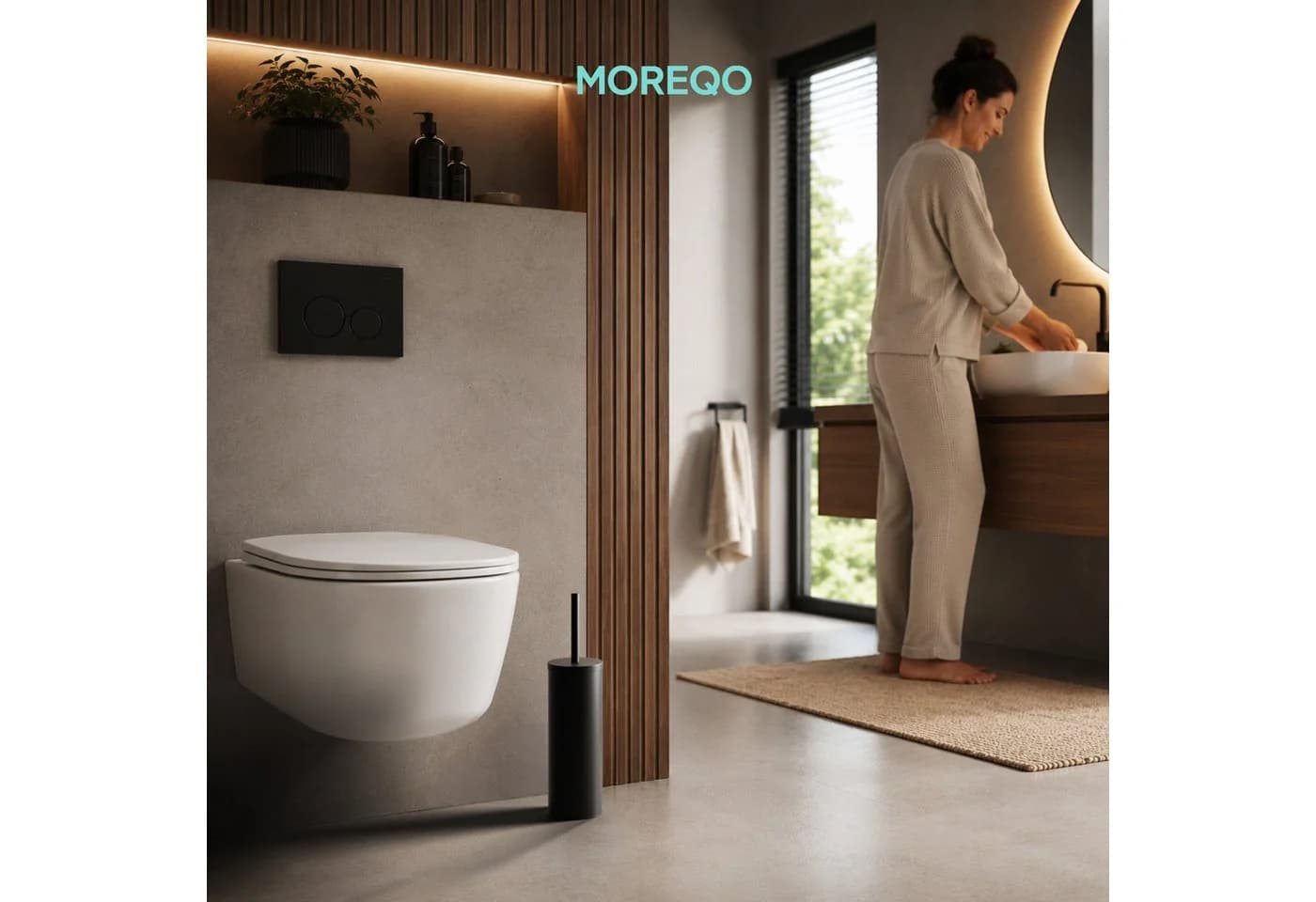 SAVEGA WC-Reinigungsbürste MOREQO Schwarz Silikon Edelstahl 2-tlg - Bild 5