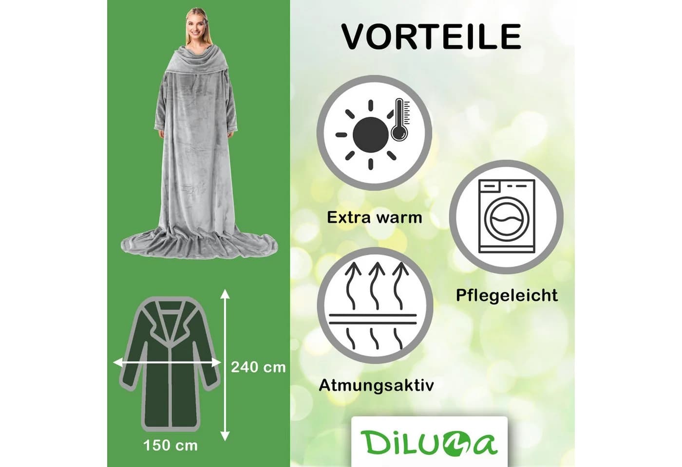 Waidmeister Kuscheldecke mit Ärmeln Silbergrau XXL - Bild 5