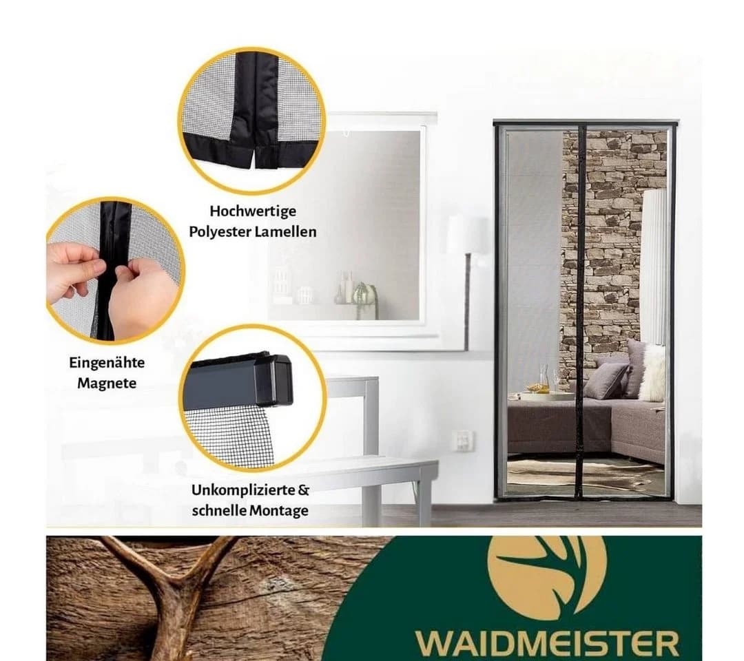 Waidmeister Insektenschutz-Vorhang Klemm-Lamellenvorhang Fliegenvorhang - Bild 3