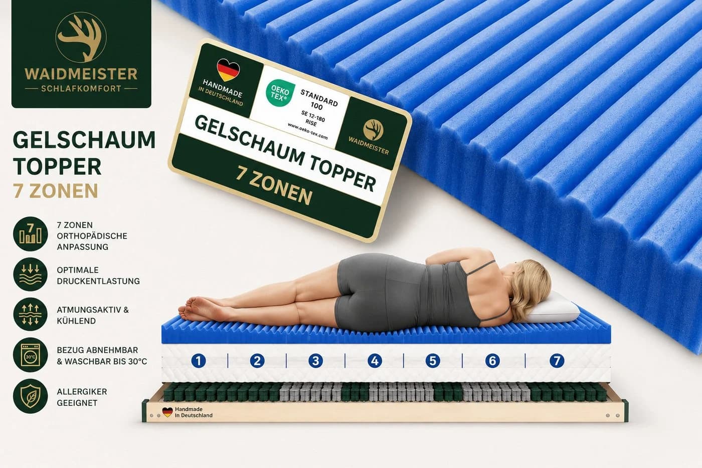 Waidmeister Topper 8cm Gelschaum 7 Zonen