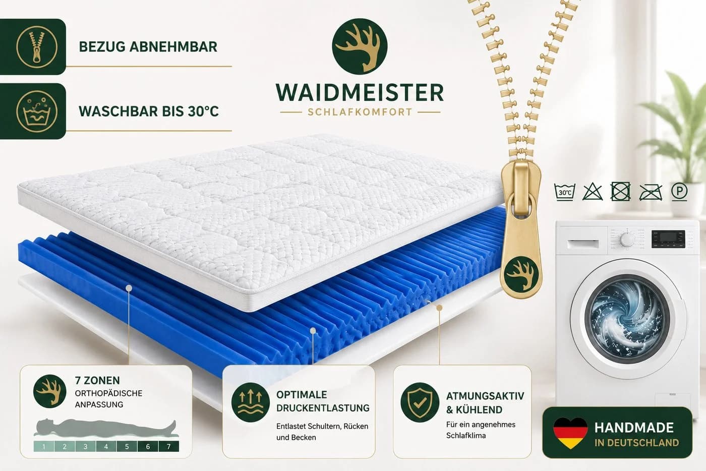 Waidmeister Topper 8cm Gelschaum 7 Zonen - Bild 3