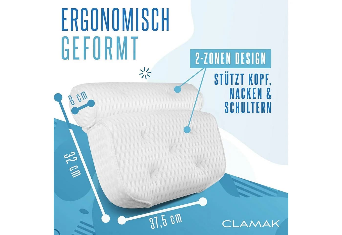 Waidmeister Badewannenkissen Weiß mit 4D Air-Mesh-Technologie