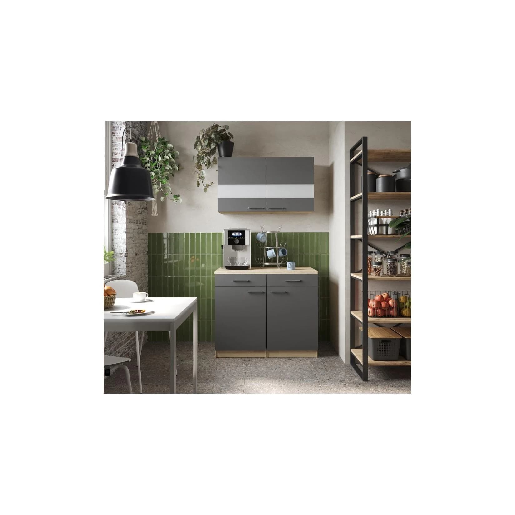 Respekta Ergänzungset 100 cm Holz/Glastüren Grau