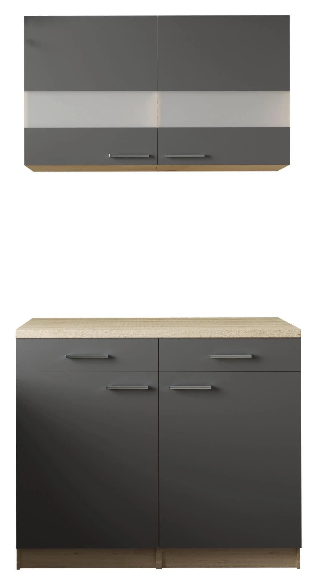Respekta Ergänzungset 100 cm Holz/Glastüren Grau - Bild 2