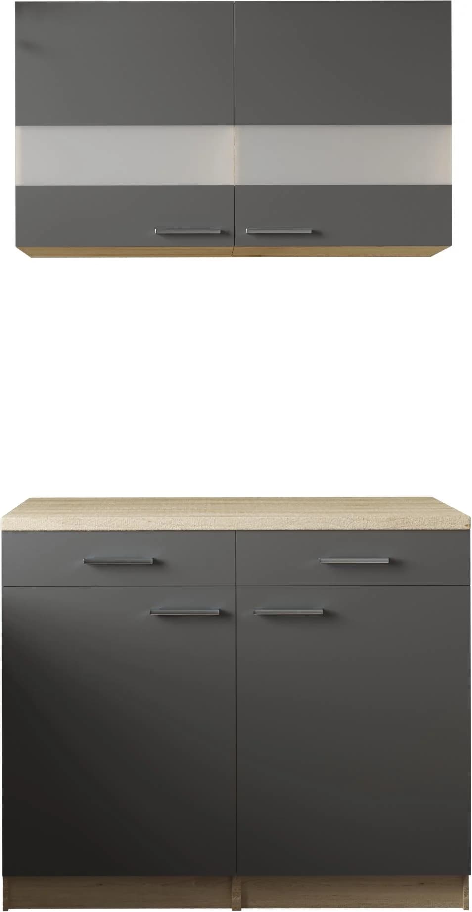 Respekta Ergänzungset 100 cm Holz/Glastüren Grau - Bild 3