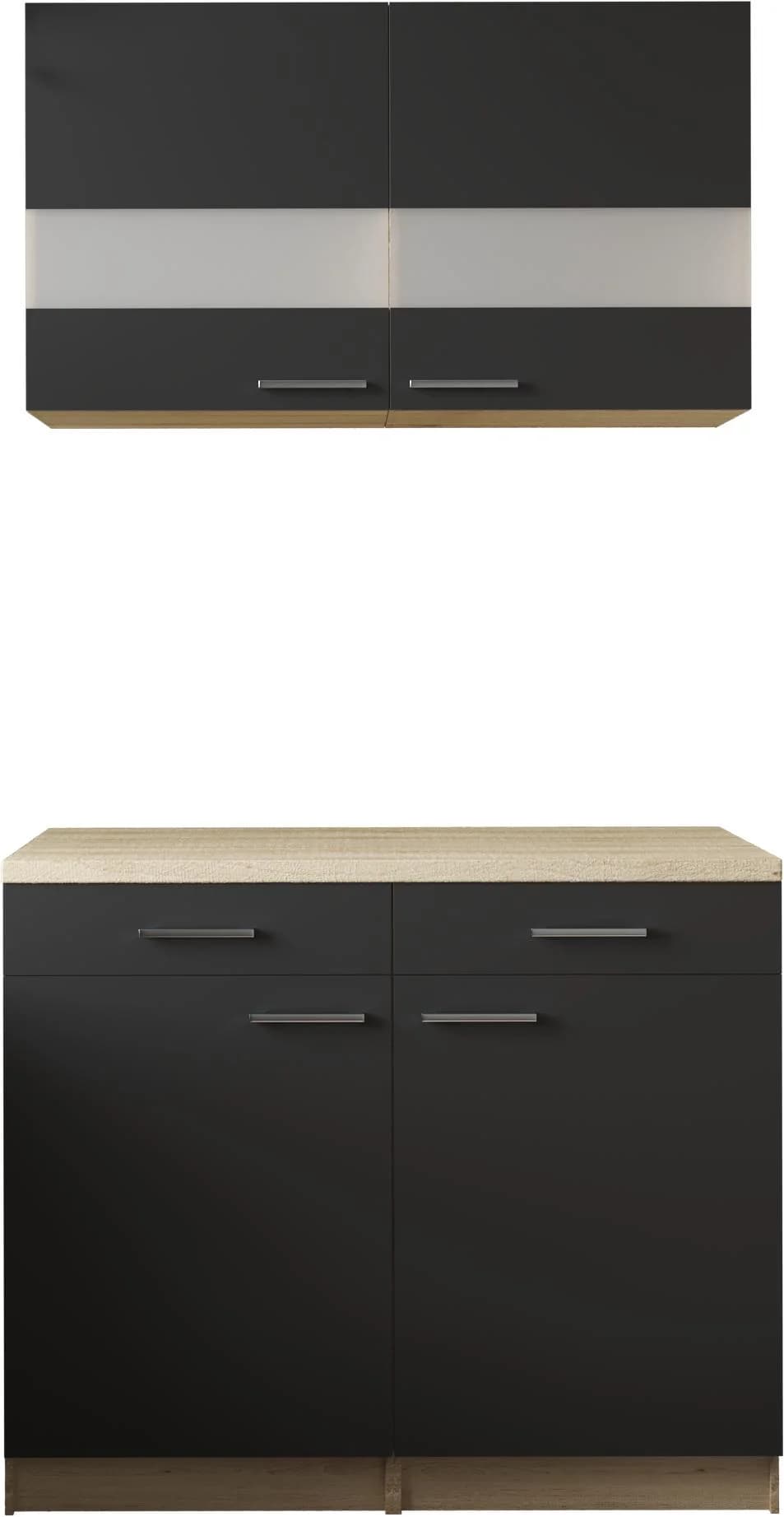 Respekta Ergänzungset 100 cm Holz/Glastüren Schwarz - Bild 3