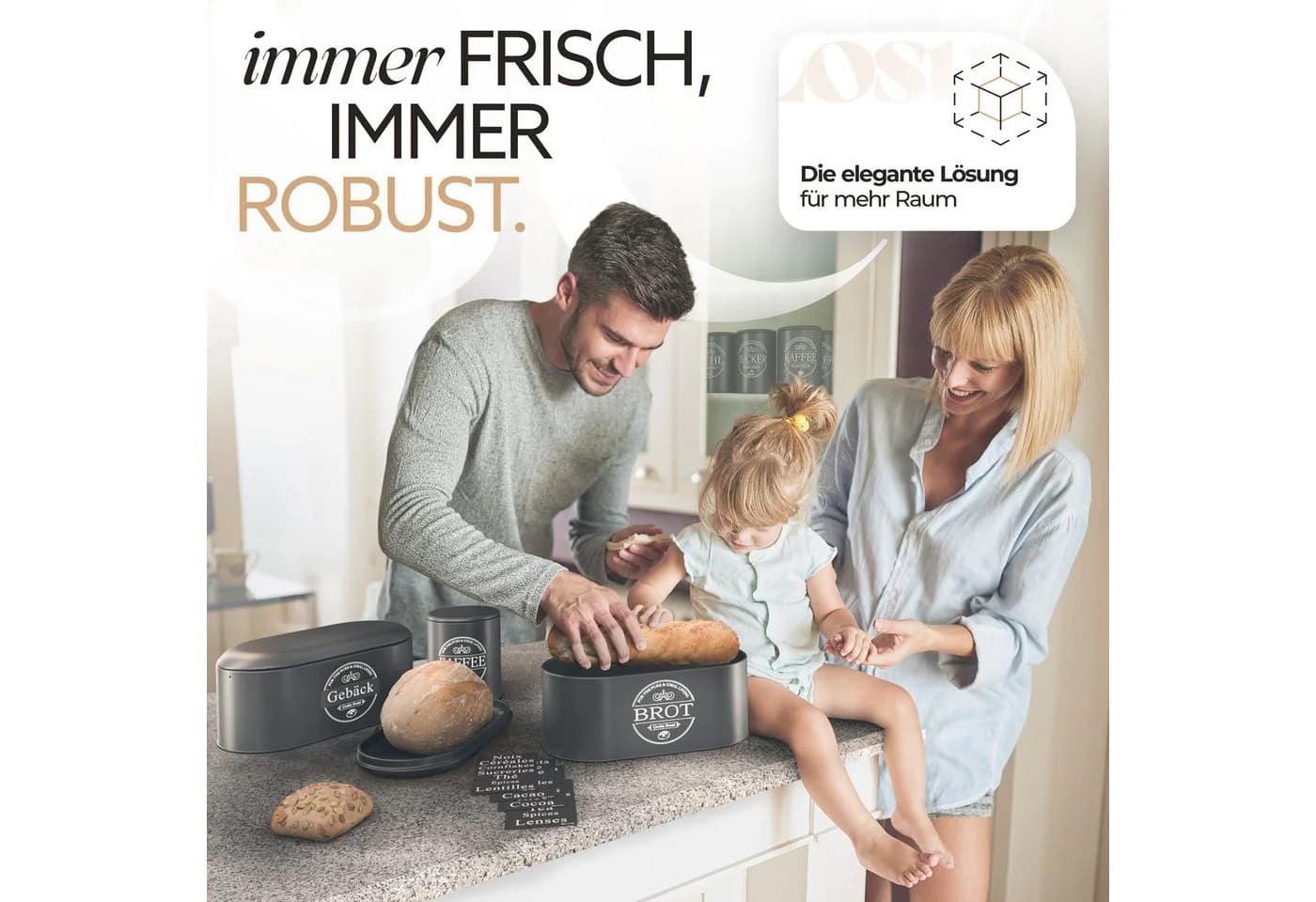 IDEALTASTIC Brotkasten Premium 2-in-1 Schwarz Stahl mit Schneidebrett - Bild 4