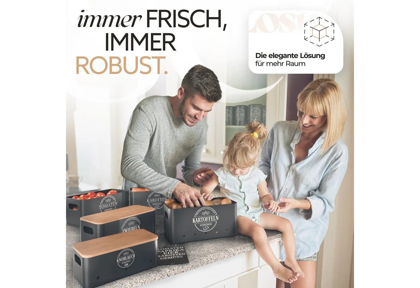 IDEALTASTIC Vorratsdose 3er Set Schwarz Stahl - Bild 4