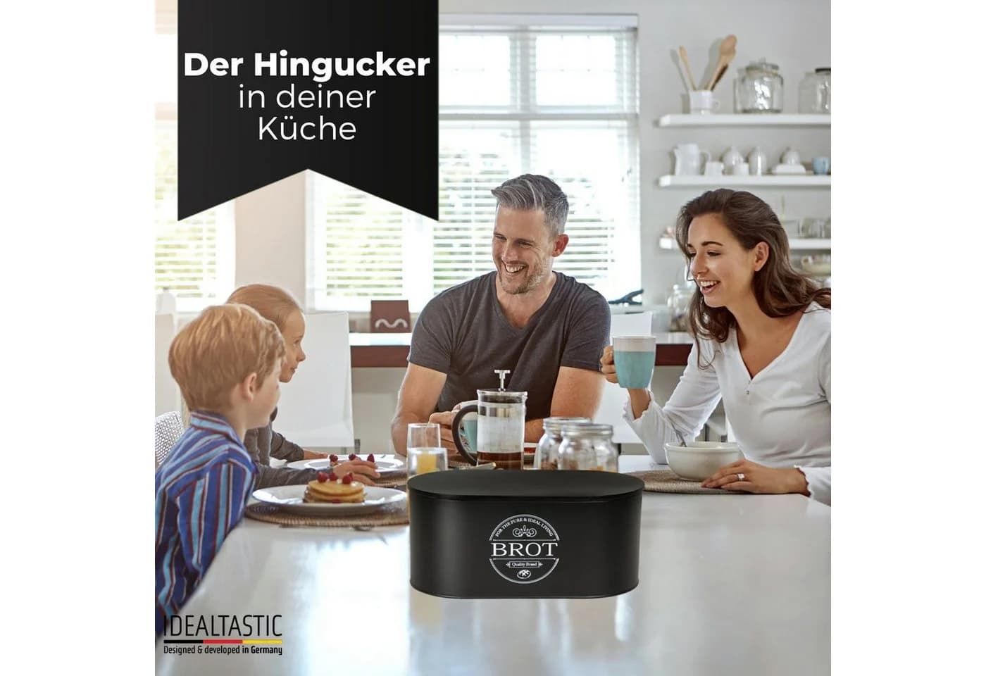 IDEALTASTIC Brotkasten Schwarz 2-in-1 mit Schneidebrett - Bild 5