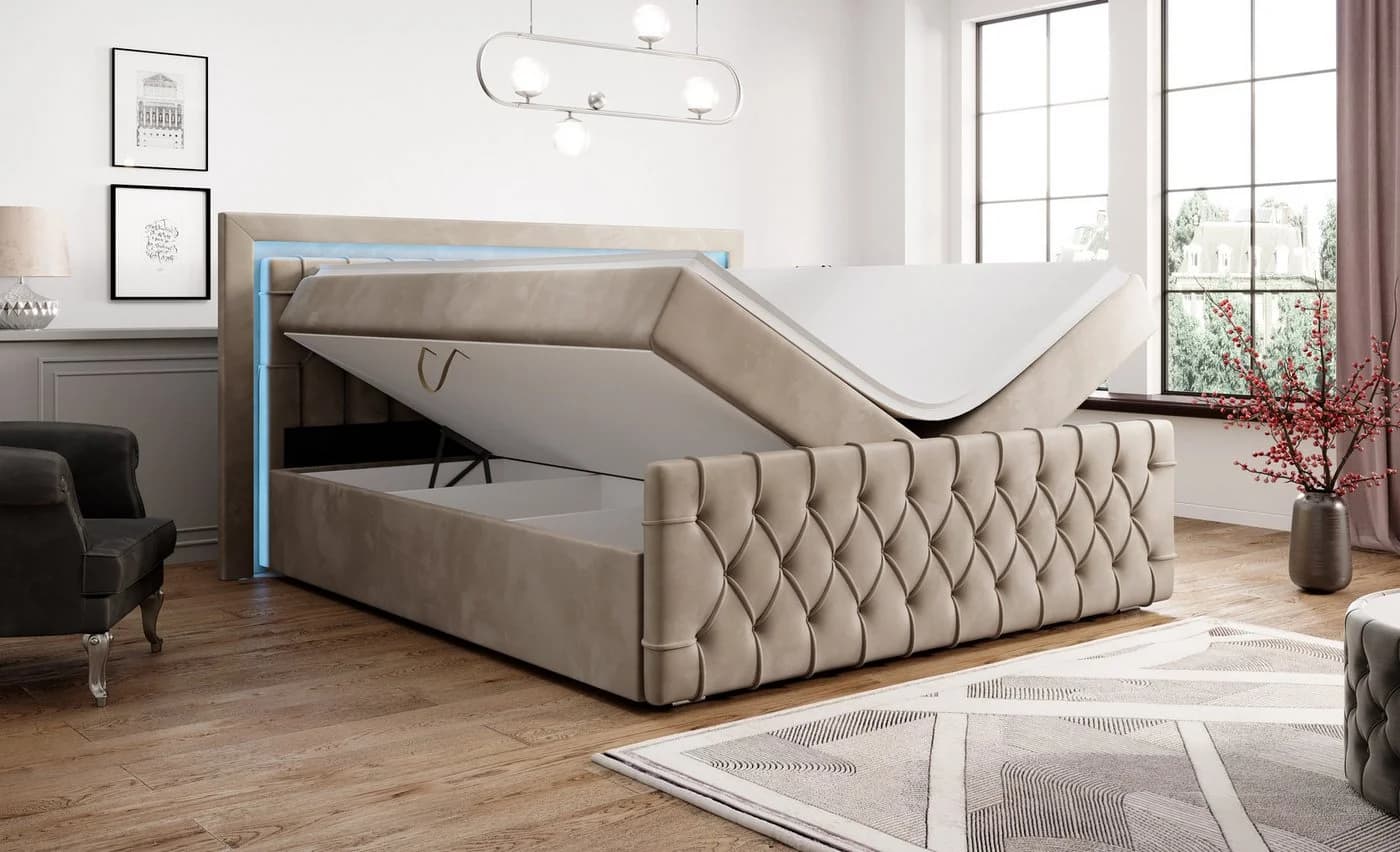 PROMETO Boxspringbett mit 7-Zonen-Matratze, Topper & Bettkästen - Bild 3