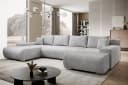 PROMETO Möbel Ecksofa Credo U-Form mit Schlaffunktion und Bettkasten Grau Bild 2
