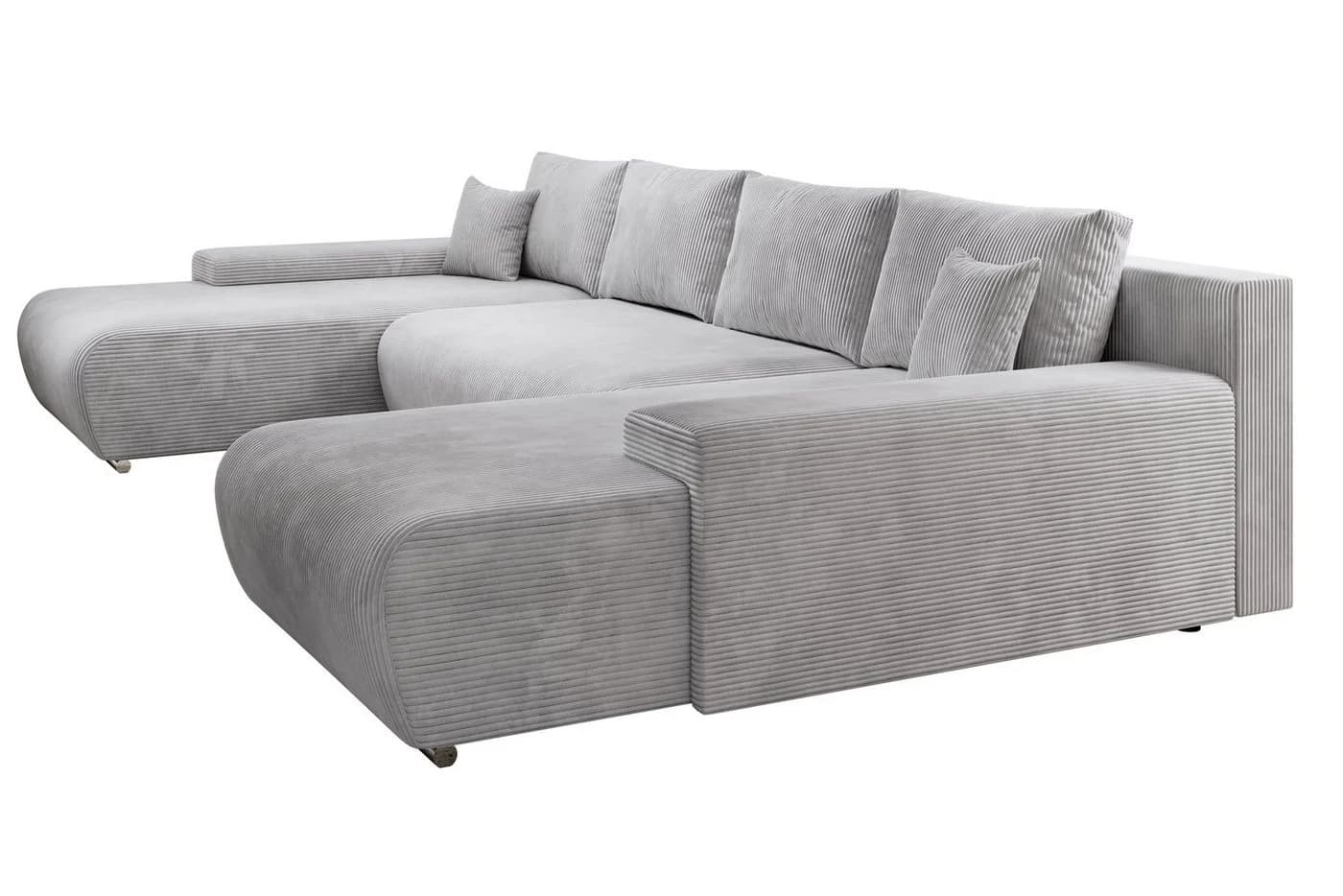 PROMETO Möbel Ecksofa Credo U-Form mit Schlaffunktion und Bettkasten Grau - Bild 3