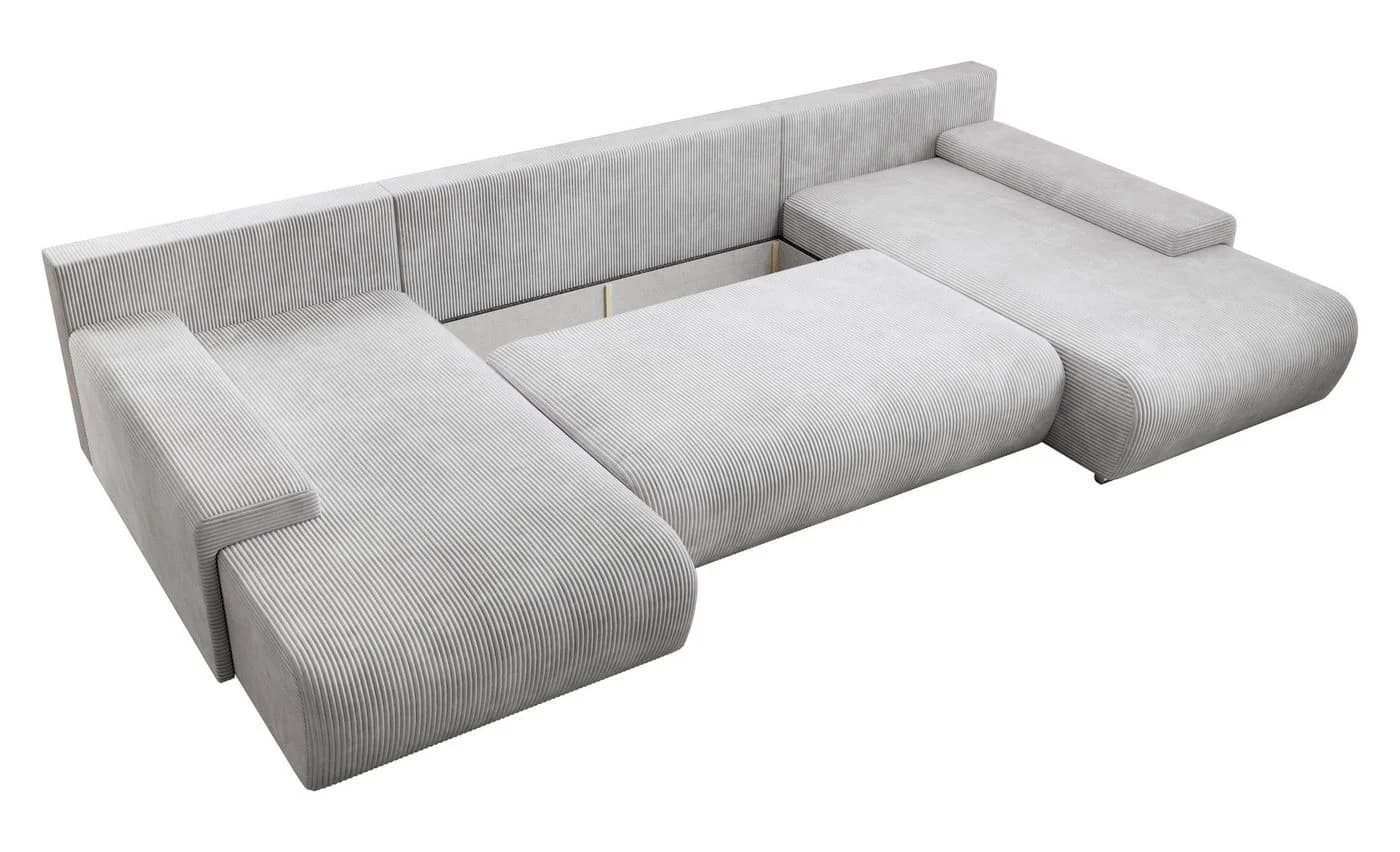 PROMETO Möbel Ecksofa Credo U-Form mit Schlaffunktion und Bettkasten Grau - Bild 4