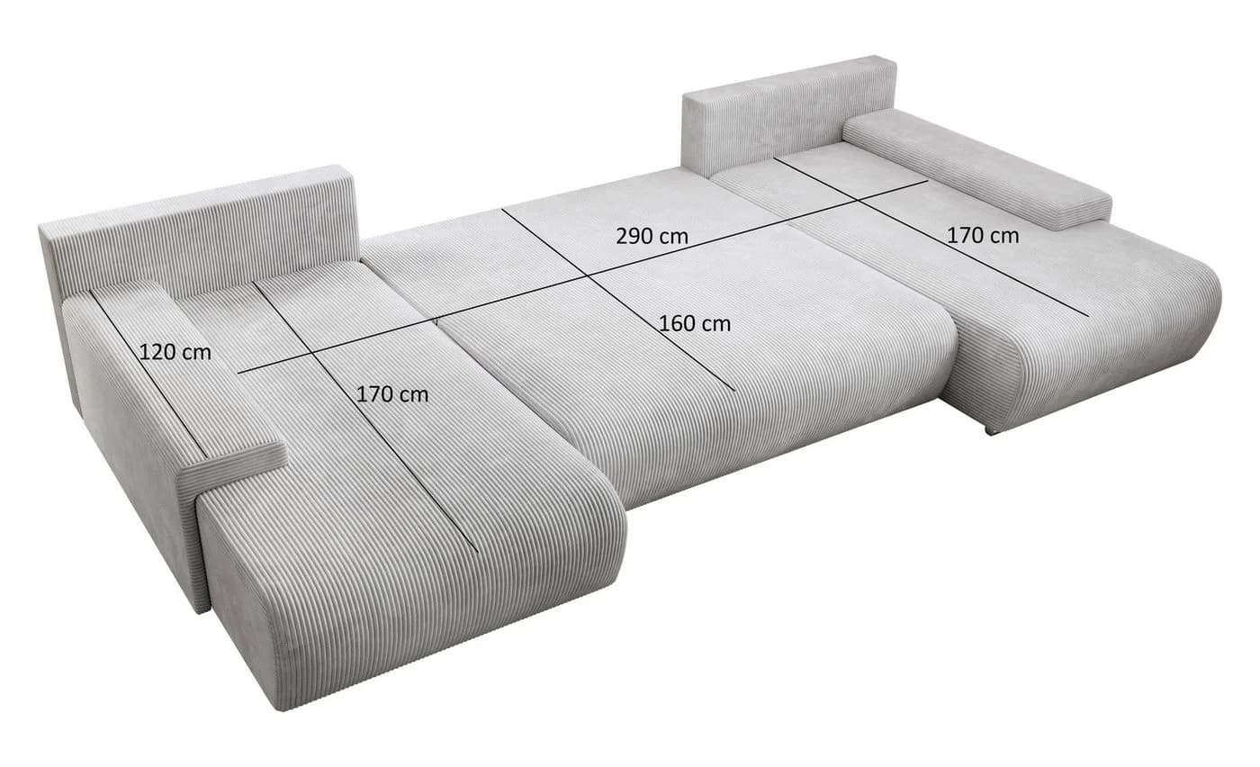 PROMETO Möbel Ecksofa Credo U-Form mit Schlaffunktion und Bettkasten Grau - Bild 5