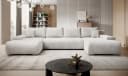 PROMETO Möbel Ecksofa Credo U-Form Beige mit Schlaffunktion und Bettkasten Bild 1