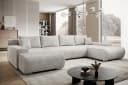 PROMETO Möbel Ecksofa Credo U-Form Beige mit Schlaffunktion und Bettkasten Bild 3