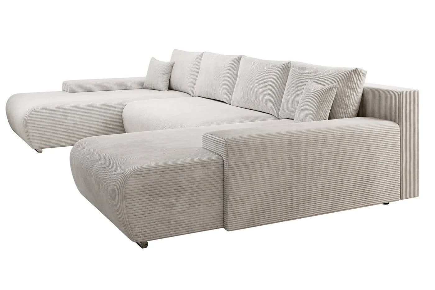 PROMETO Möbel Ecksofa Credo U-Form Beige mit Schlaffunktion und Bettkasten - Bild 4