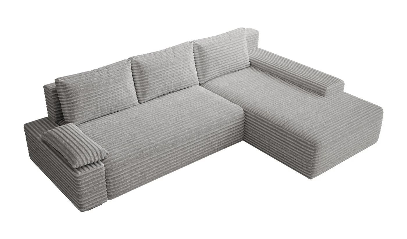 PROMETO Ecksofa LINEA mit Schlaffunktion und Bettkasten Beige Grau - Bild 3