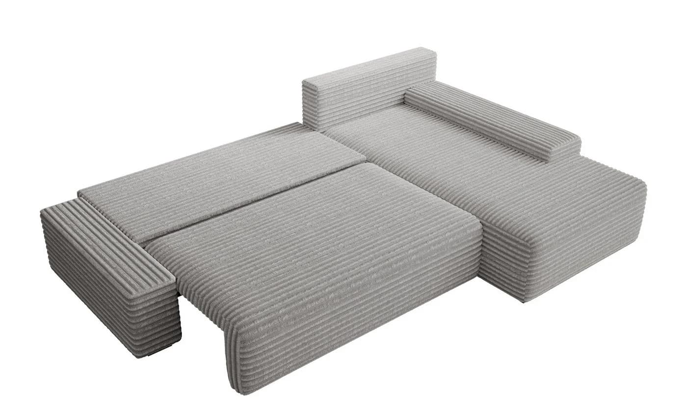 PROMETO Ecksofa LINEA mit Schlaffunktion und Bettkasten Beige Grau - Bild 4