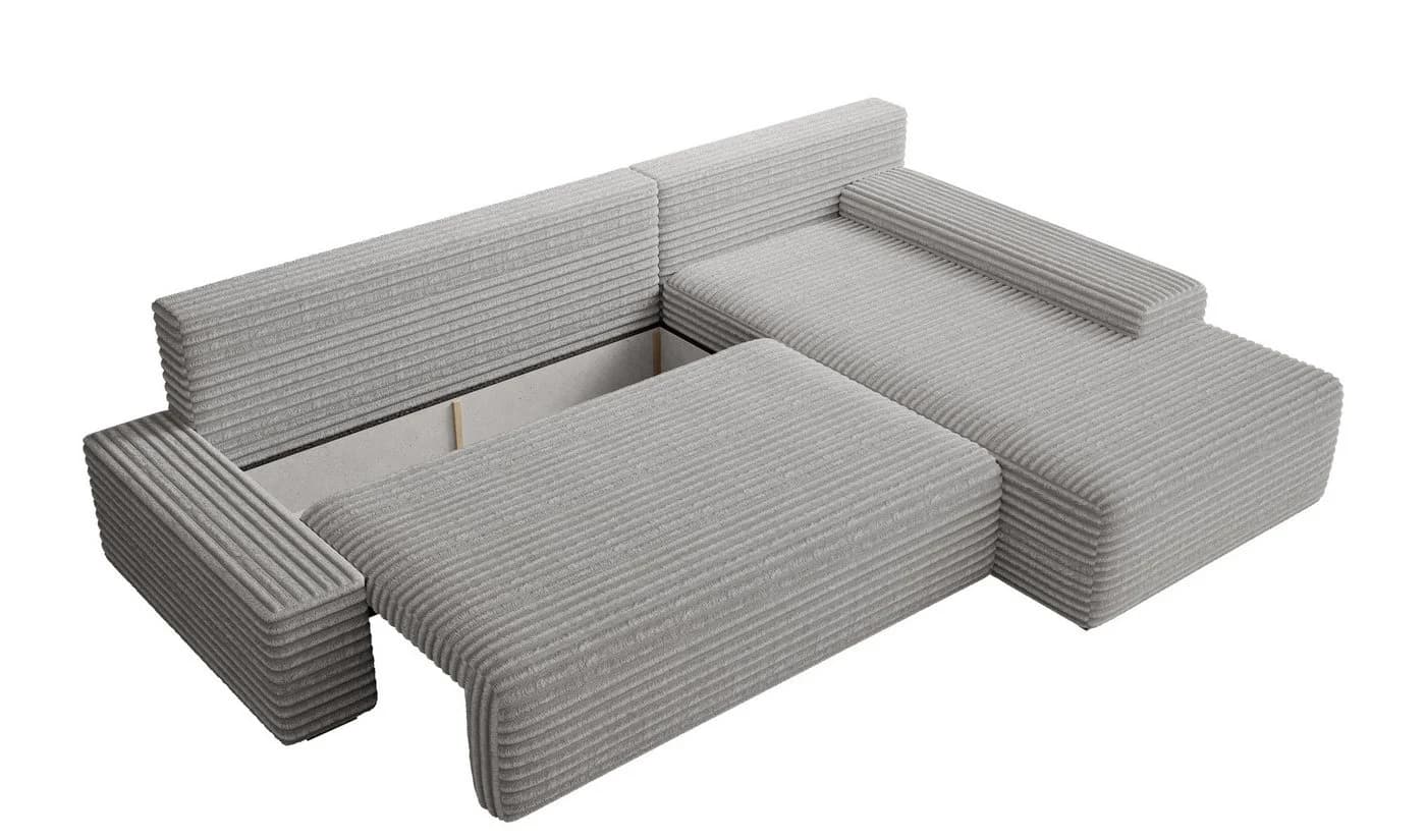 PROMETO Ecksofa LINEA mit Schlaffunktion und Bettkasten Beige Grau - Bild 5