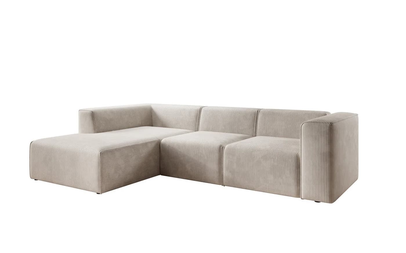 PROMETO Möbel Ecksofa FUEGO Cord-Stoff L-Form