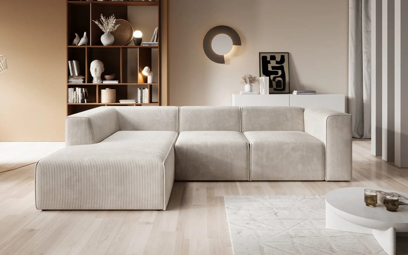PROMETO Möbel Ecksofa FUEGO Cord-Stoff L-Form - Bild 4