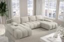 PROMETO Möbel Ecksofa U-Form Beige Bouclé Stoff Schlaffunktion USB Bild 2