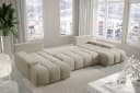 PROMETO Möbel Ecksofa U-Form Beige Bouclé Stoff Schlaffunktion USB Bild 3