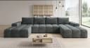 PROMETO Möbel Ecksofa U-Form Teddy-Bouclé Grau Bild 1