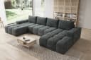 PROMETO Möbel Ecksofa U-Form Teddy-Bouclé Grau Bild 2