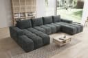 PROMETO Möbel Ecksofa U-Form Teddy-Bouclé Grau Bild 4