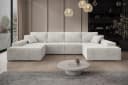 PROMETO Möbel Ecksofa U-Form mit Schlaffunktion und Bettkasten, Beige Cordstoff Bild 3