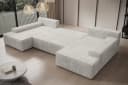 PROMETO Möbel Ecksofa U-Form mit Schlaffunktion und Bettkasten, Beige Cordstoff Bild 4