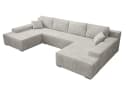 PROMETO Möbel Ecksofa U-Form mit Schlaffunktion und Bettkasten, Beige Cordstoff Bild 5