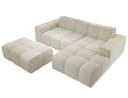 PROMETO Möbel Ecksofa L-Form mit Hocker Beige Veloursstoff Bild 1