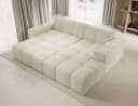 PROMETO Möbel Ecksofa L-Form mit Hocker Beige Veloursstoff Bild 3